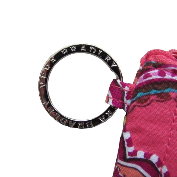 Vera Bradley Pink Call Me Coral ID Card Holder Coin Pouch Zip Key Ring Retired - Picture 5 of 7